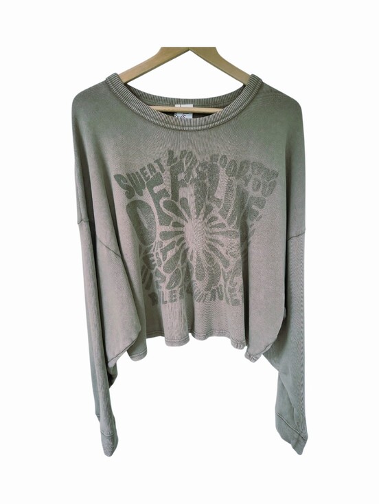 Offline Tops - Offline By Aerie Khaki Oversized Cropped Sweatshirt XL